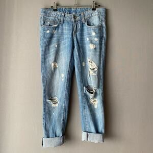 Carmar Cotton Boho Relaxed Distressed Y2K Rugged Denim Jeans 25 Blue